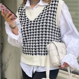 12th Tribe Monochrome Houndstooth Knit Vest